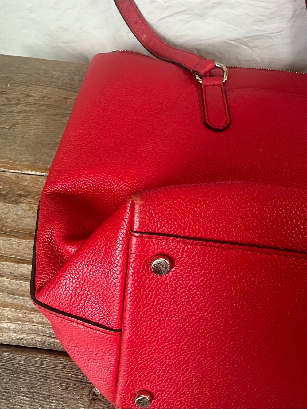 kate spade Red Embossed Pebbled Leather Tote - Picture 9 of 11